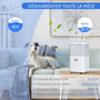 Voir la diapositive 4 : HOMCOM HOMCOM Déshumidificateur portable électrique silencieux 195W capacité max. réservoir 2L évacuation continue 10L/24H idéal pièces 12 m² max. blanc