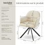 Voir la diapositive 6 : tectake Chaise pivotante en velours rembourrée crème/noir Lot de 2