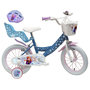 Voir la diapositive 1 : Disney La Reine des Neiges Vélo enfant - Modèle 14'' Reine des neiges + Casque pour enfant de 95/110 cm avec stabilisateurs - Panier avant - Porte poupée arrière - 2 freins et pneus gonflables