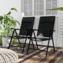 Voir la diapositive 4 : OUTSUNNY Lot de 2 chaises de jardin pliantes avec accoudoirs alu teslin rembourré déperlant noir