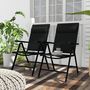 Voir la diapositive 4 : OUTSUNNY Lot de 2 chaises de jardin pliantes avec accoudoirs alu teslin rembourré déperlant noir