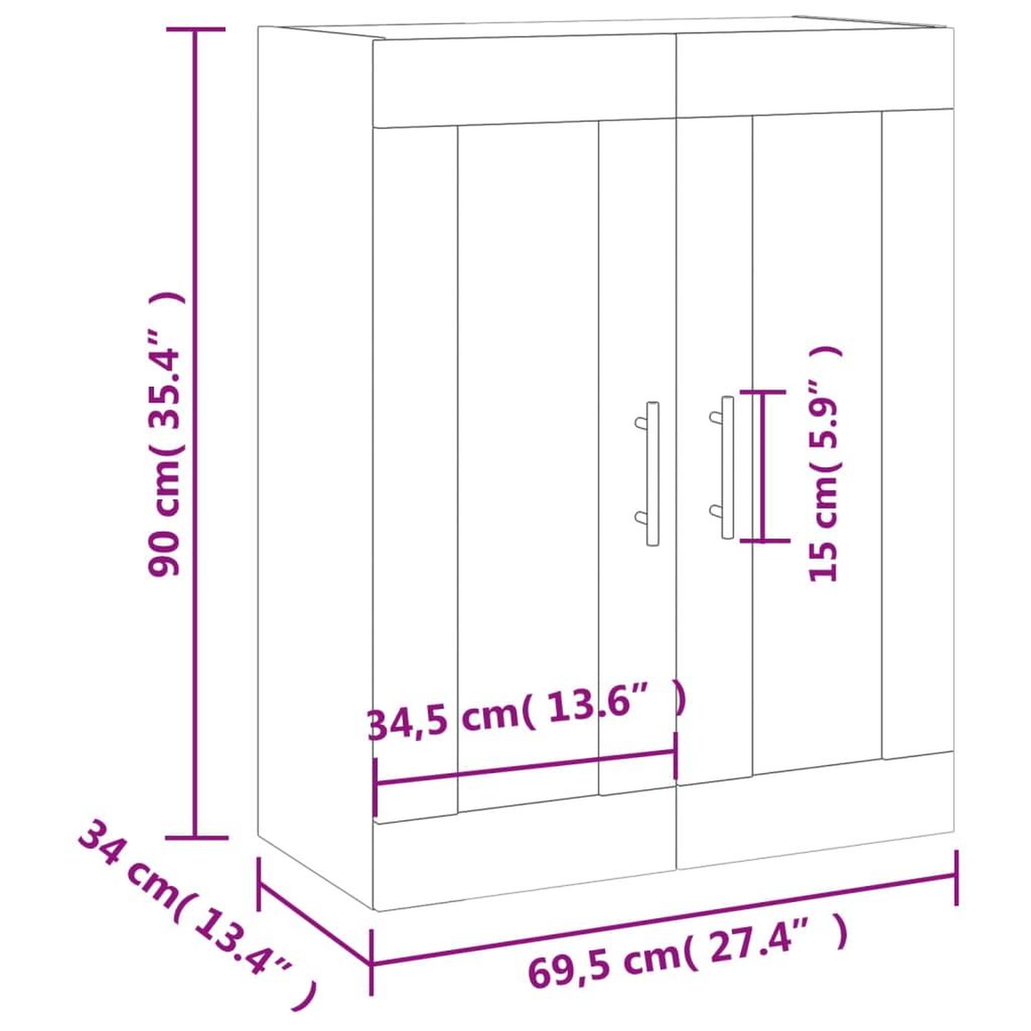 Voir la diapositive 6 : VIDAXL Armoire murale chene fume 69,5x34x90 cm