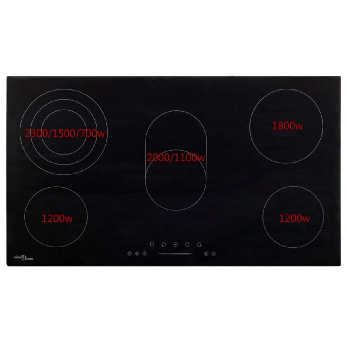 VIDAXL Plaque de cuisson Céramique 5 brûleurs Contrôle tactile 8500 W