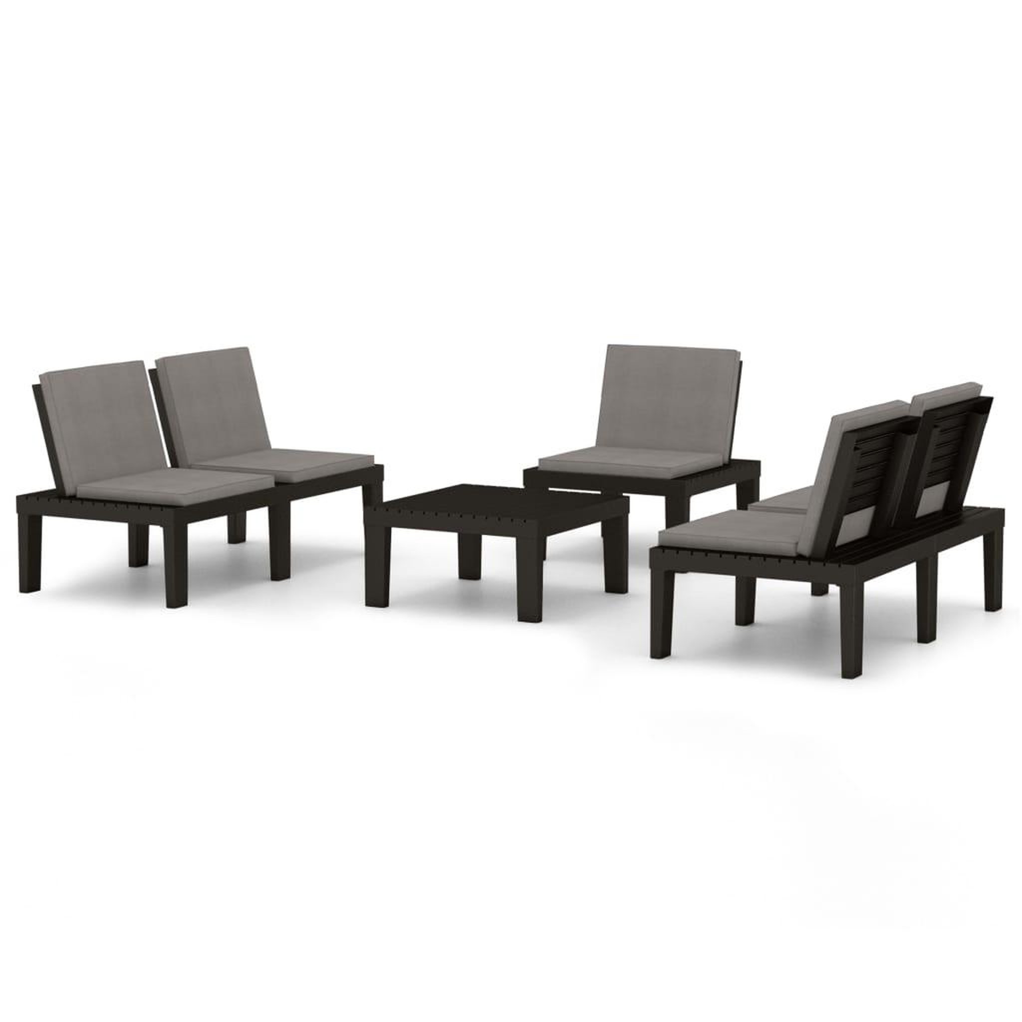 Voir la diapositive 2 : VIDAXL Salon de jardin 4 pcs avec coussins Plastique Gris