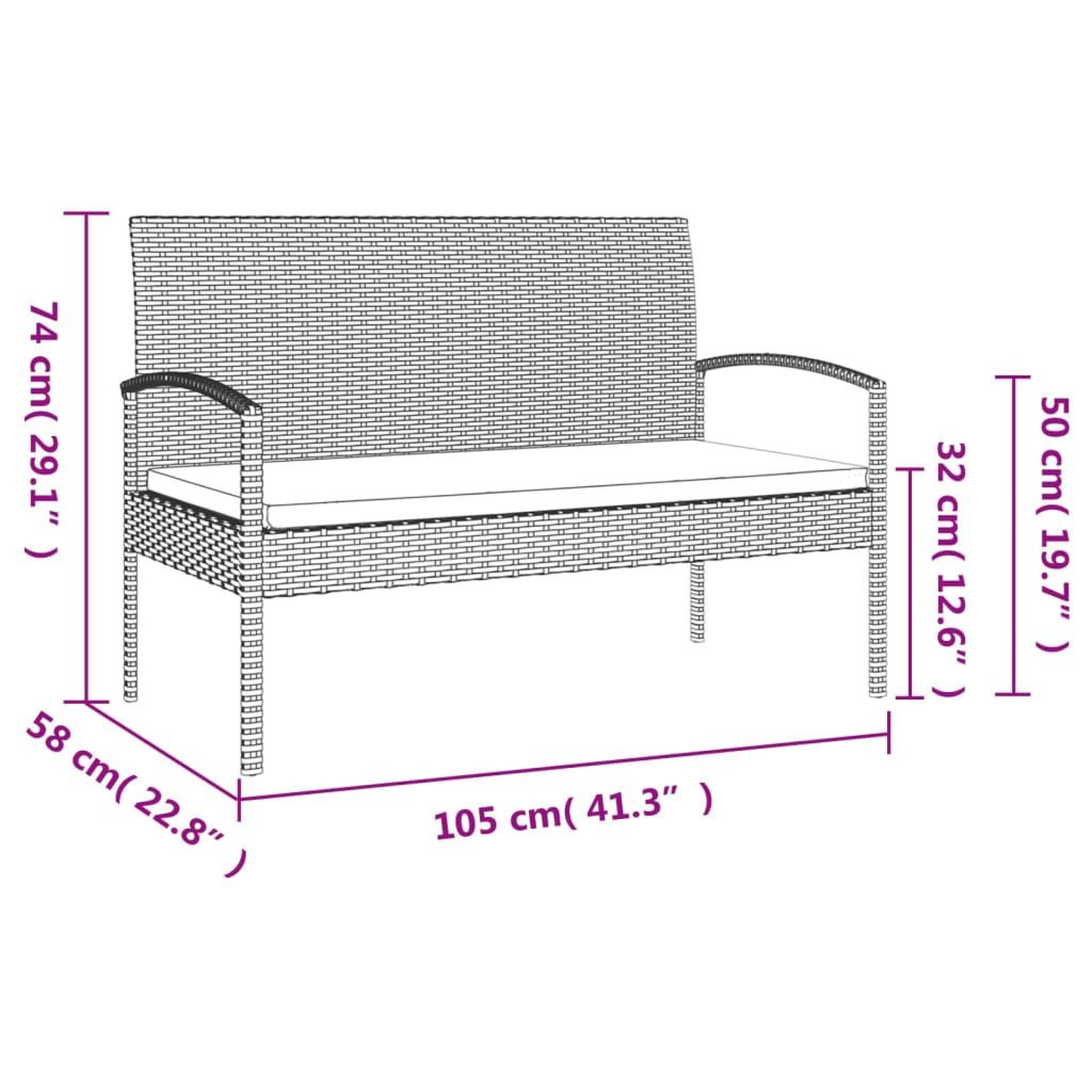 Voir la diapositive 6 : VIDAXL Banc de jardin avec coussin marron 105 cm resine tressee