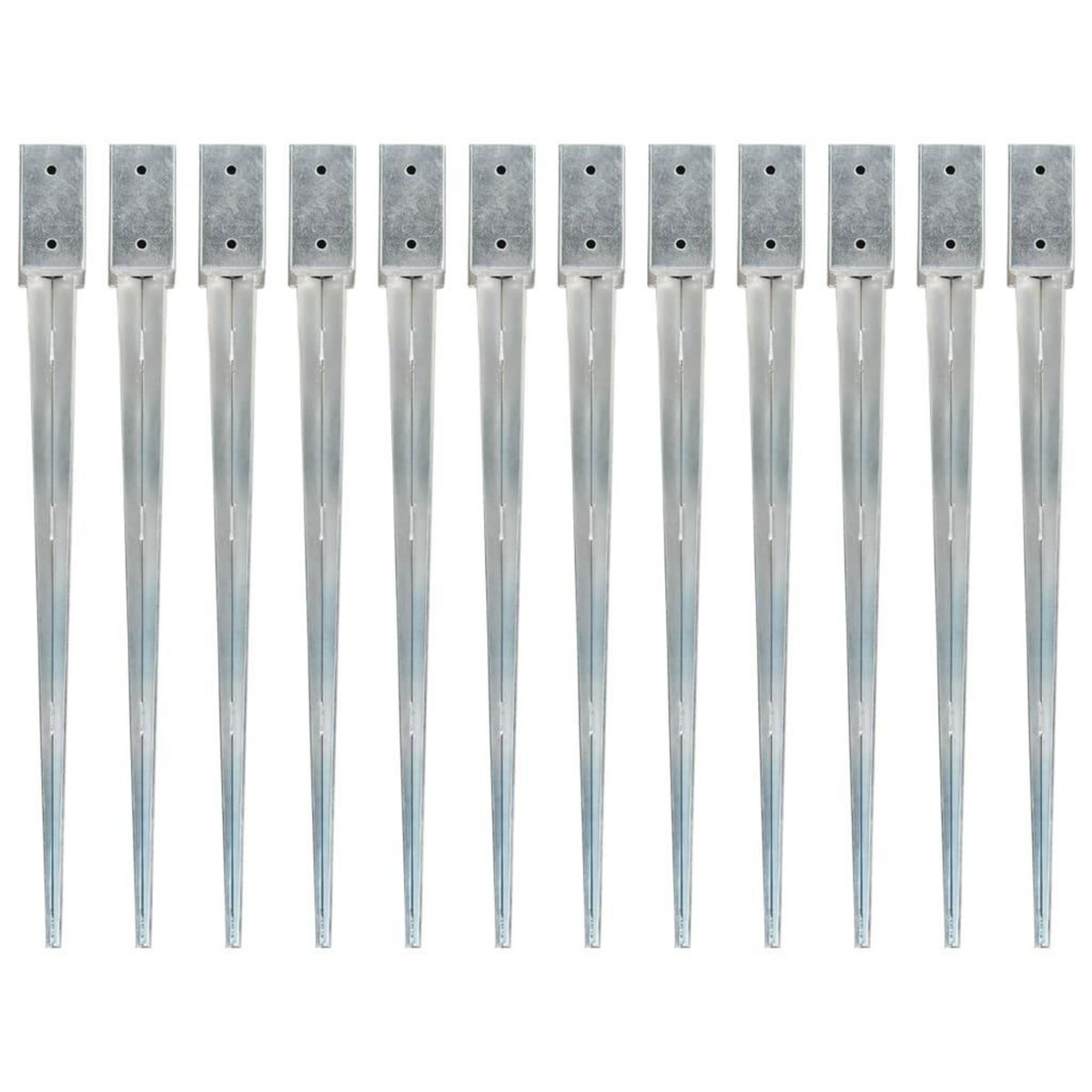 VIDAXL Piquets au sol 12 pcs Argente 7x7x90 cm Acier galvanise