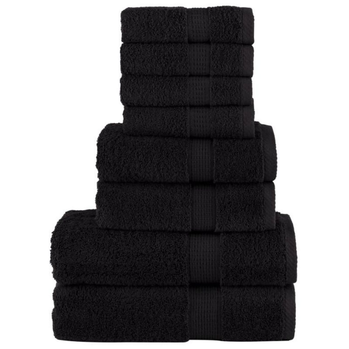 VIDAXL Ensemble de serviettes de qualité supérieure SOLUND 8 pcs noir