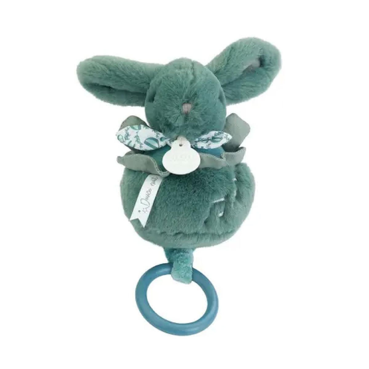 DOUDOU ET COMPAGNIE Lapin doudou - Boite a musique vert sauge
