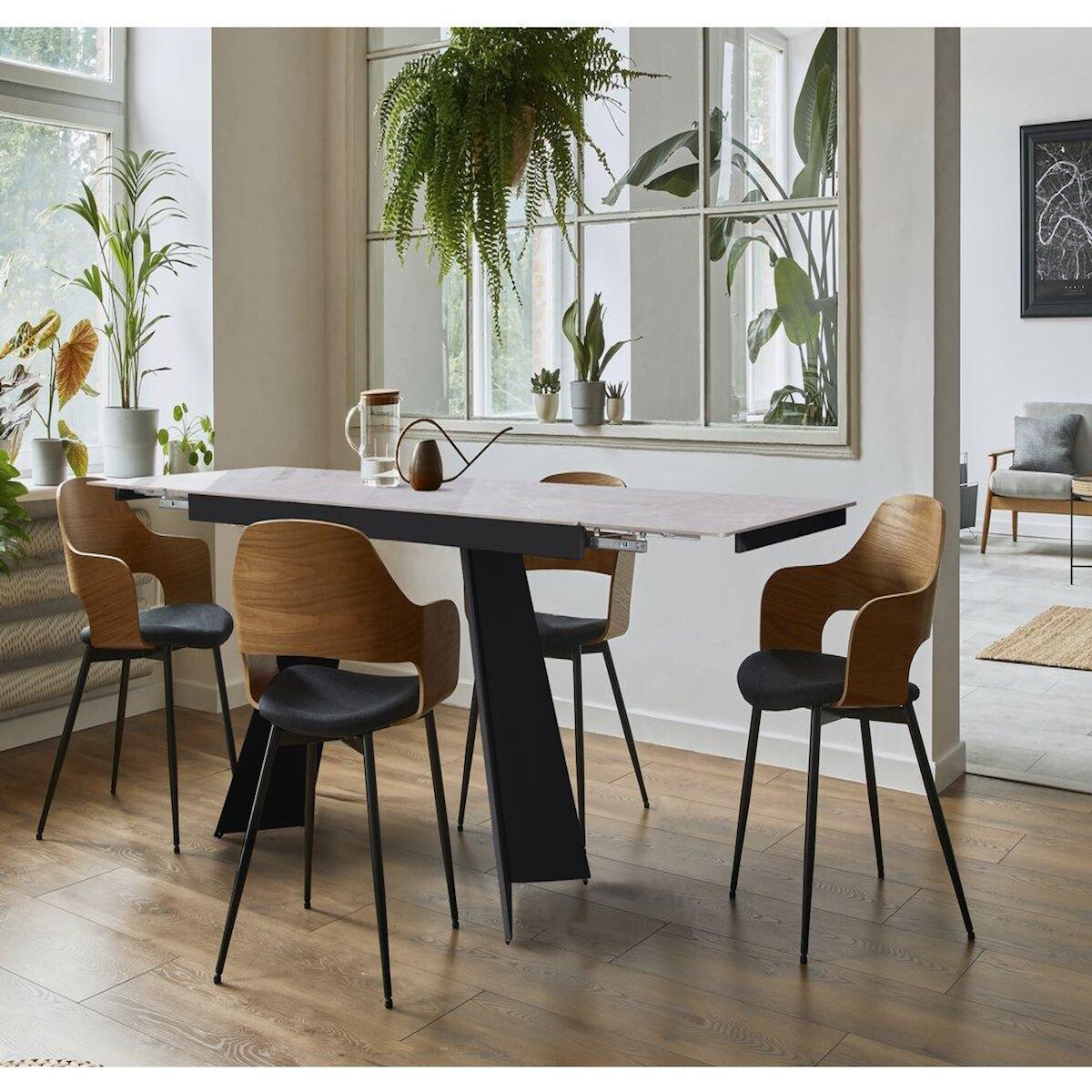 Habitat et Jardin Table de repas extensible en céramique 6 à 10 personnes  Equinoxe  - Gris marbré
