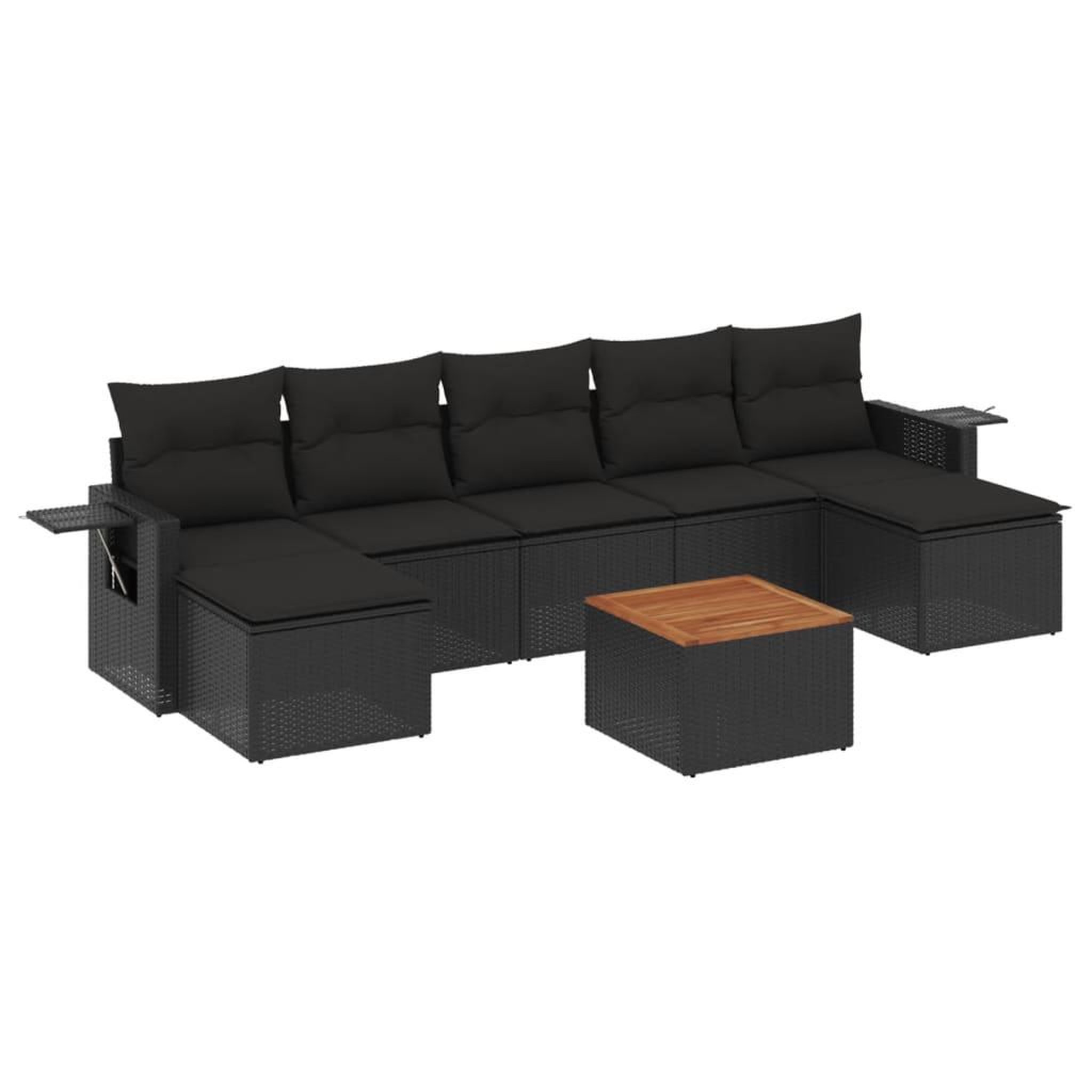 Voir la diapositive 2 : VIDAXL Salon de jardin 8 pcs avec coussins noir resine tressee