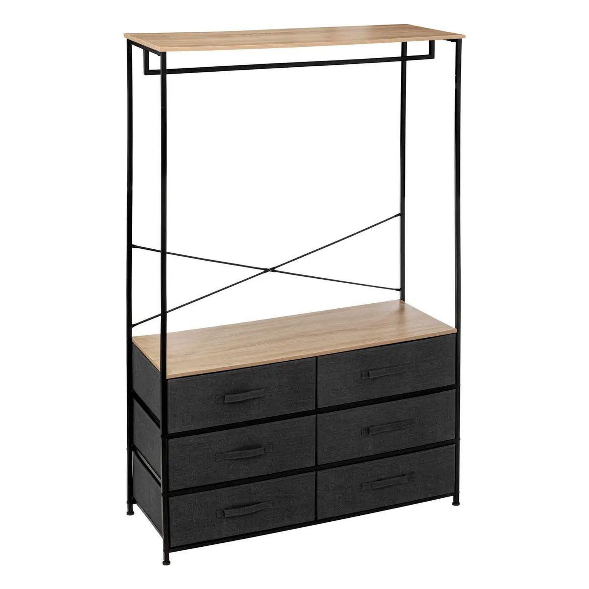 Voir la diapositive 2 : FIVE Dressing penderie 6 tiroirs  tissa  167cm gris foncé