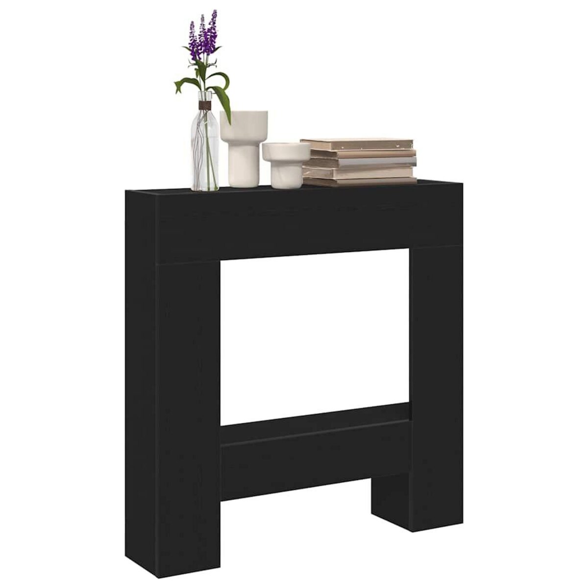 VIDAXL Cadre de cheminee chene noir 81x18x82 cm bois d'ingenierie