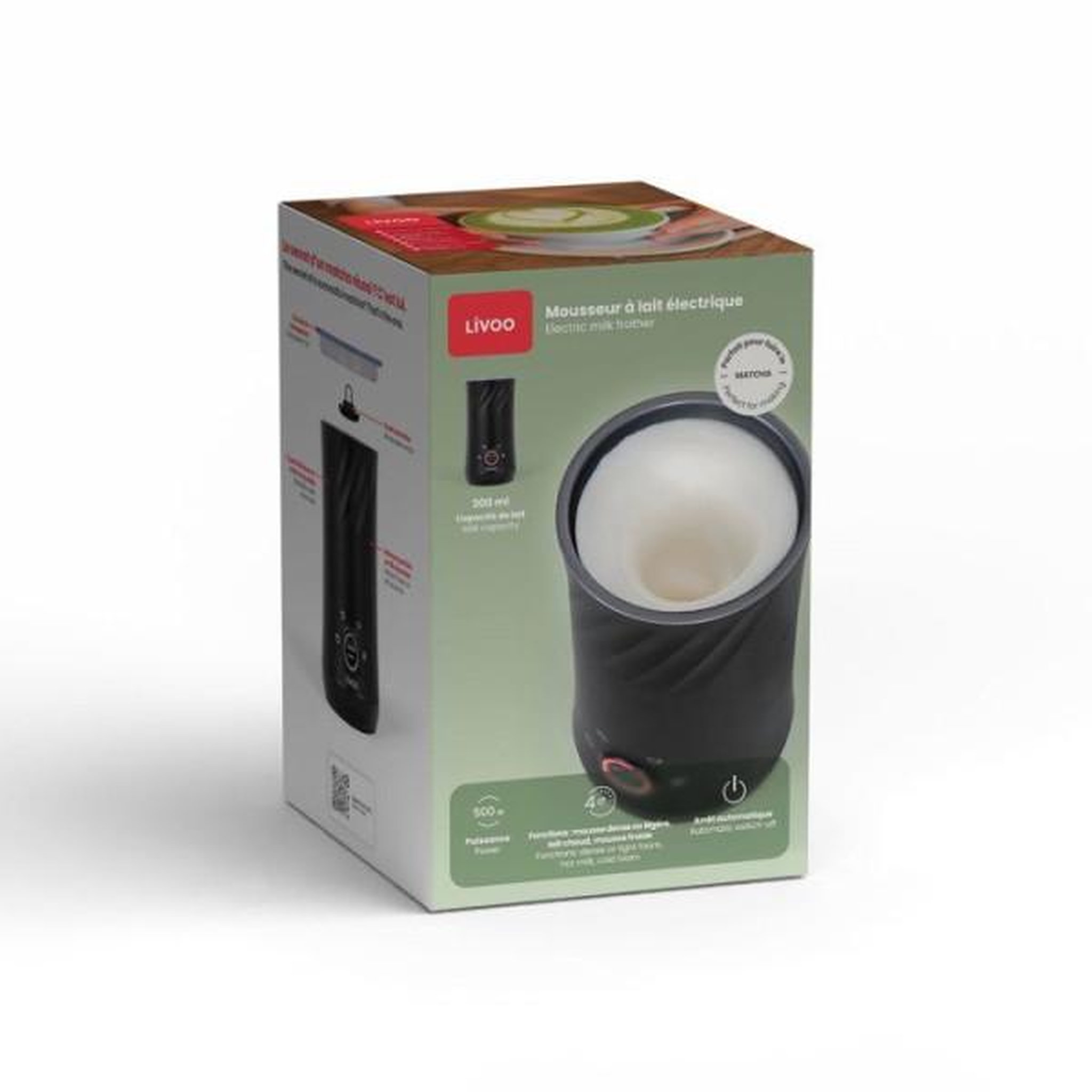Voir la diapositive 5 : LIVOO Mousseur à lait 500w 0.3l noir - dod226n