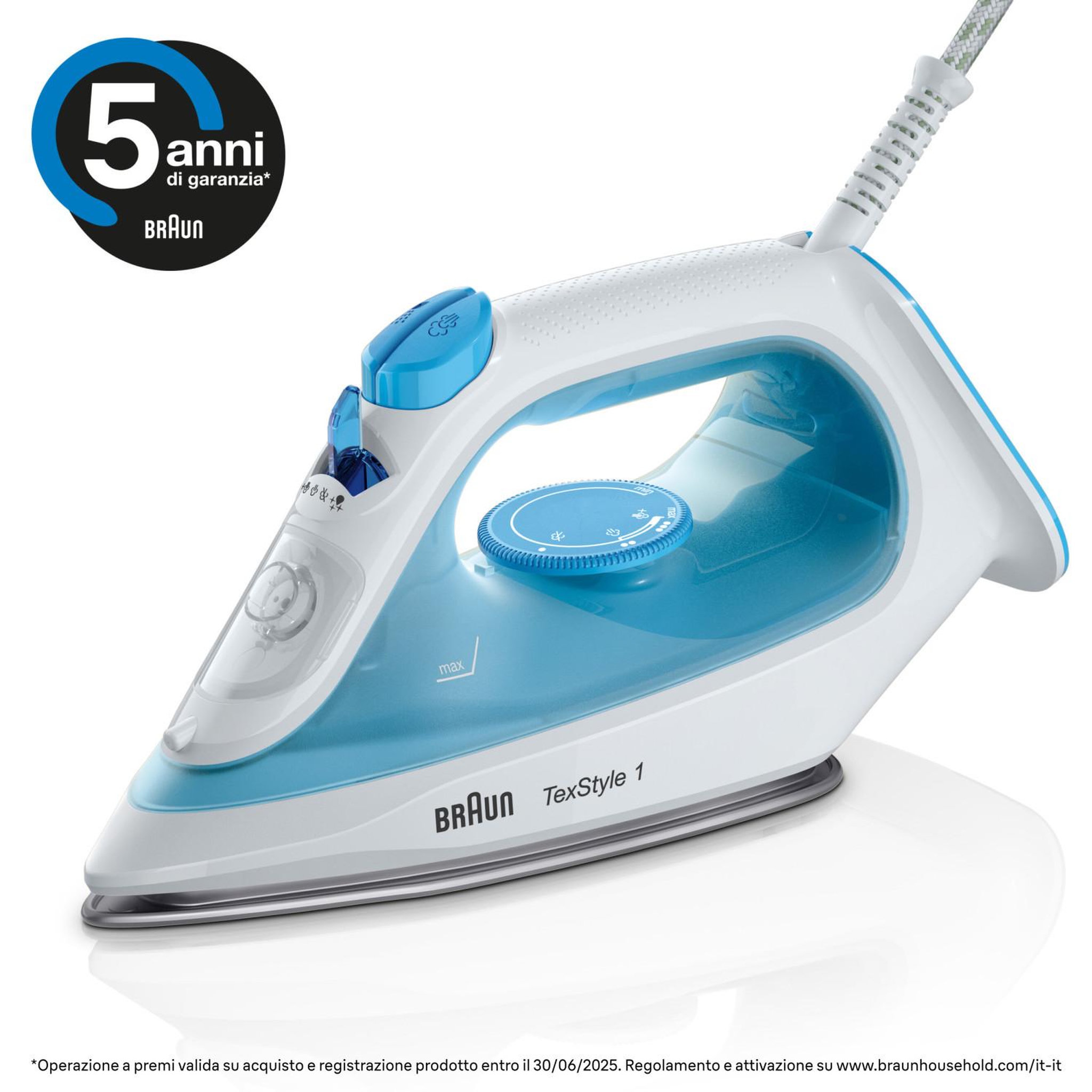 Voir la diapositive 3 : BRAUN Fer à repasser vapeur 2000w 25g/mn - si1050bl
