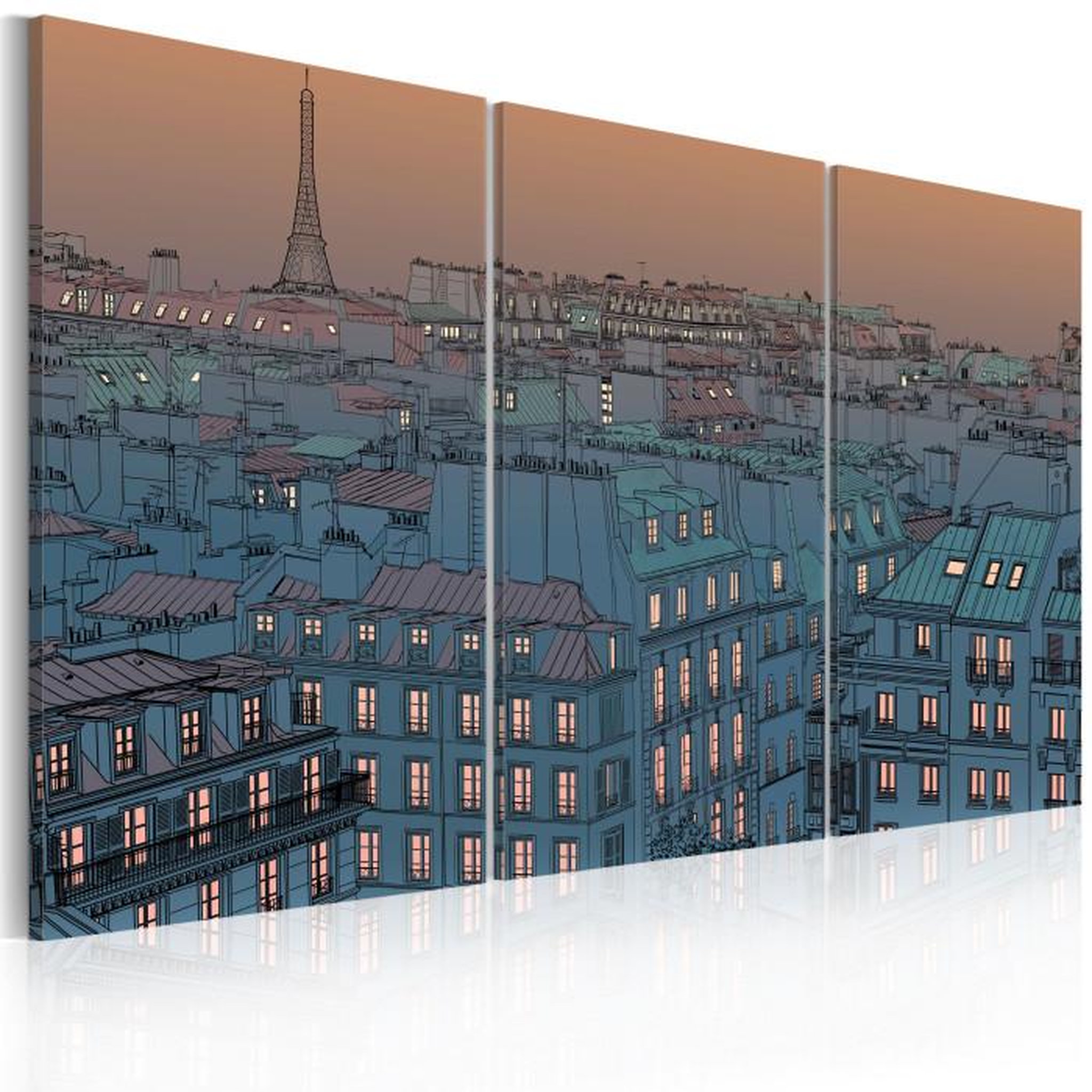 Paris Prix Tableau Imprimé  Paris la Ville Se Met en Veille. Coloris disponibles : Multicolore