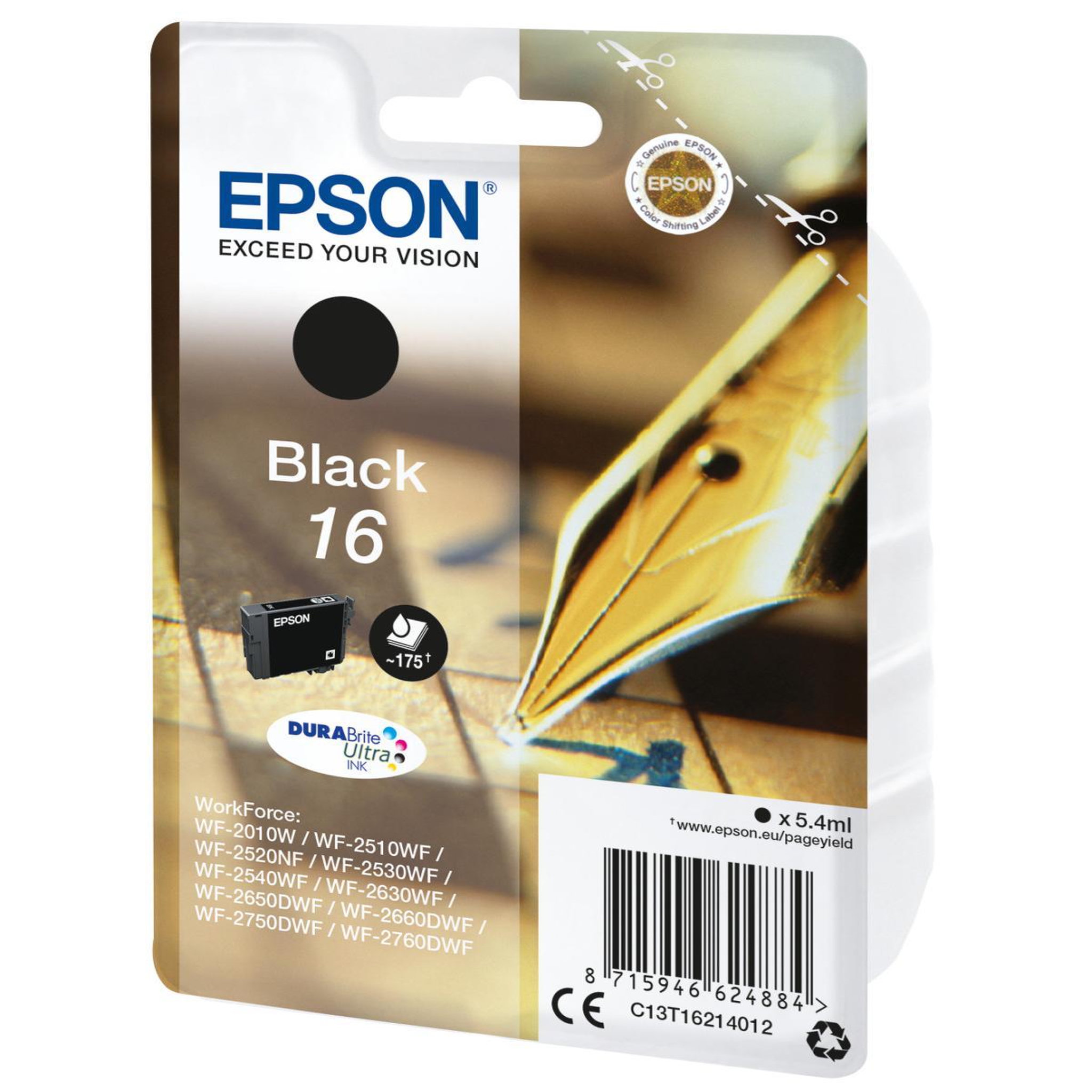 Voir la diapositive 3 : Epson EPSON Cartouche T1621 - Stylo Plume - Noir