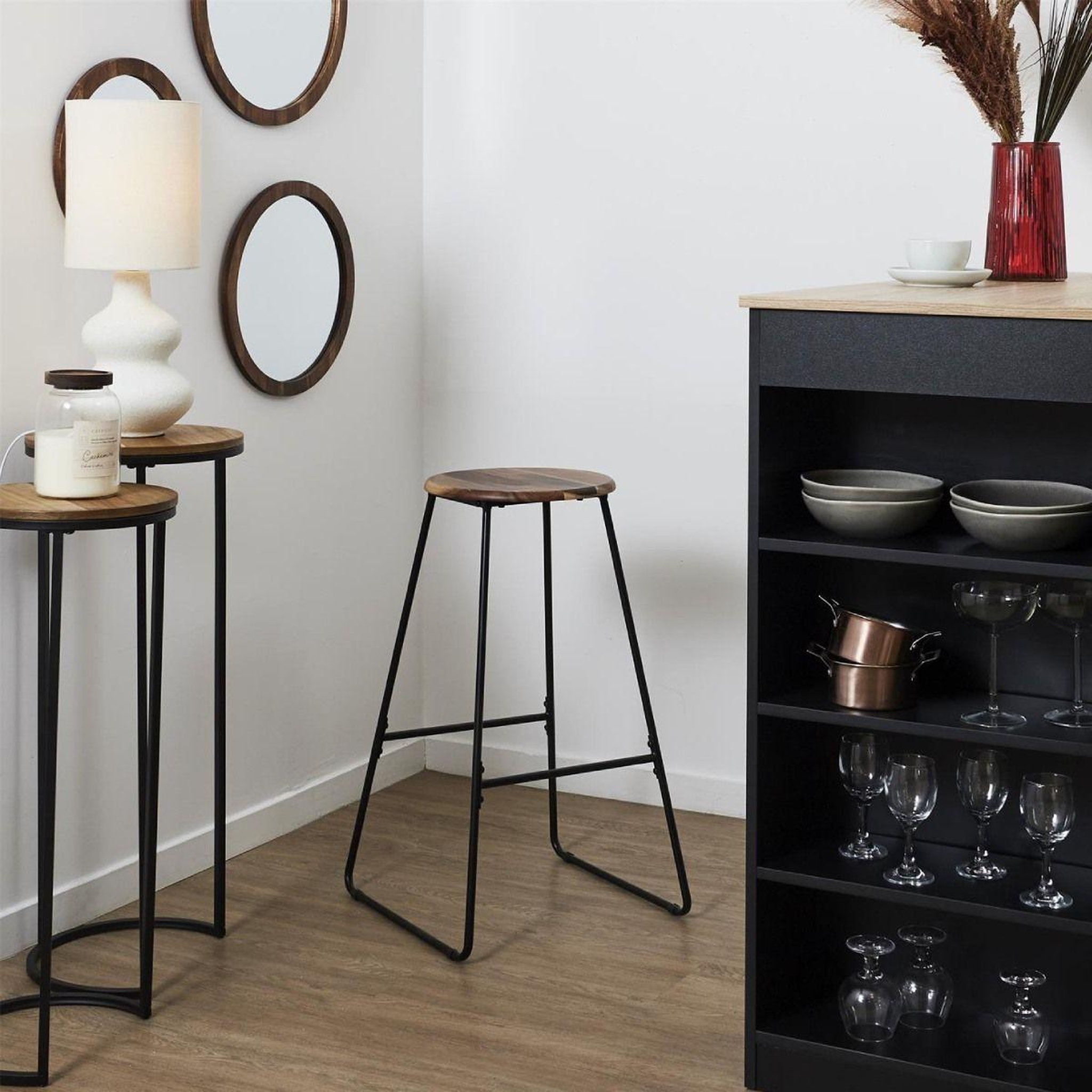 Voir la diapositive 5 : The Home Deco Factory Tabouret de bar  acacia  70cm naturel