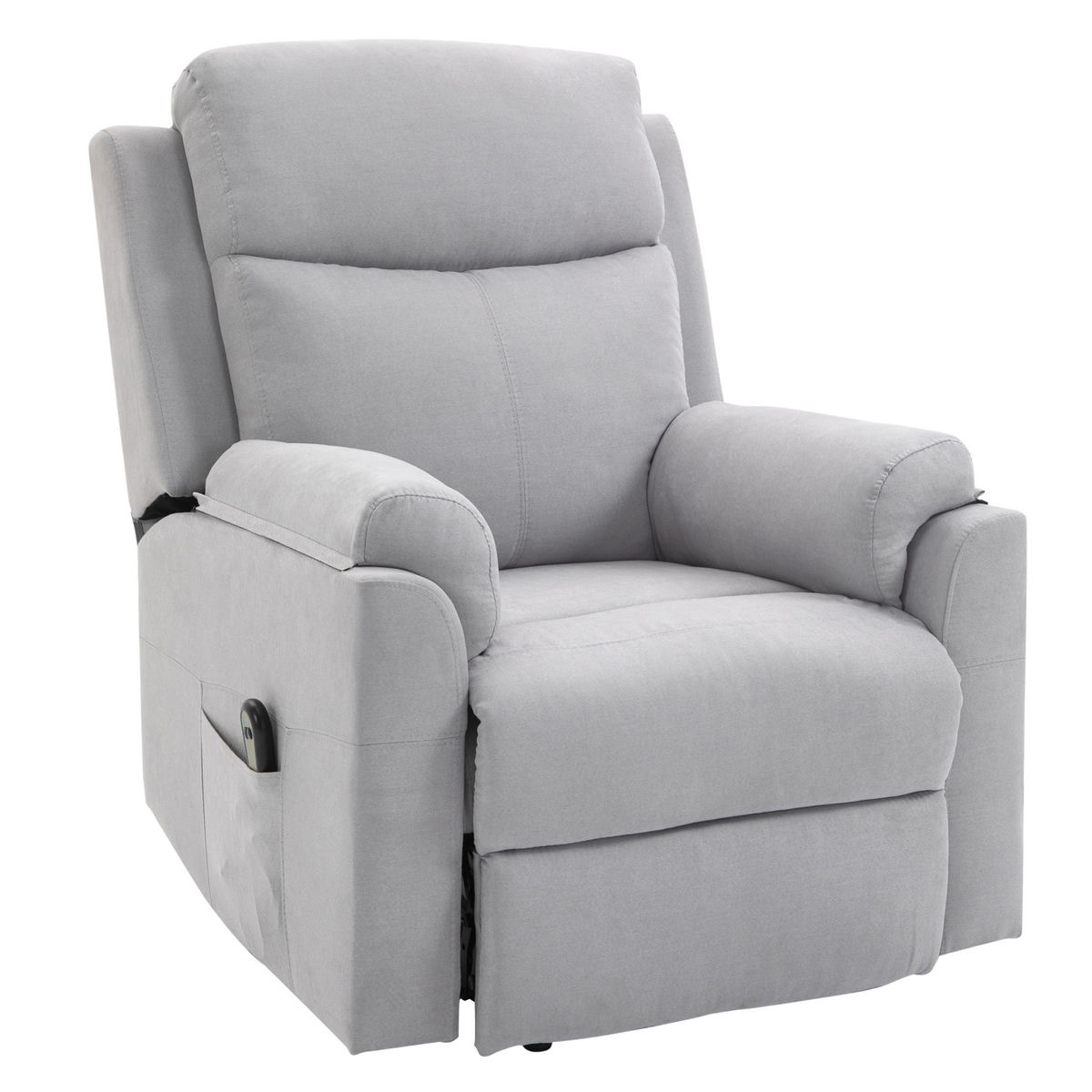 HOMCOM Fauteuil de relaxation électrique - fauteuil releveur inclinable avec repose-pied ajustable et télécommande - tissu aspect lin gris clair
