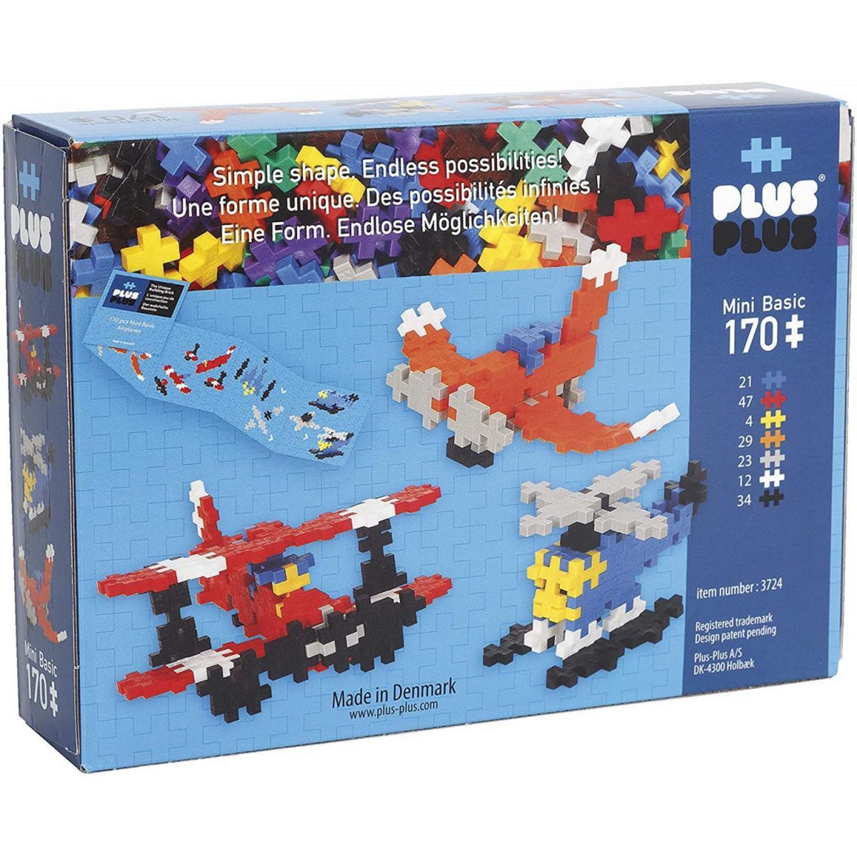 PlusPlus Boîte Plus-Plus Mini Basic Aviation 170 pièces - Jeu de construction créatif