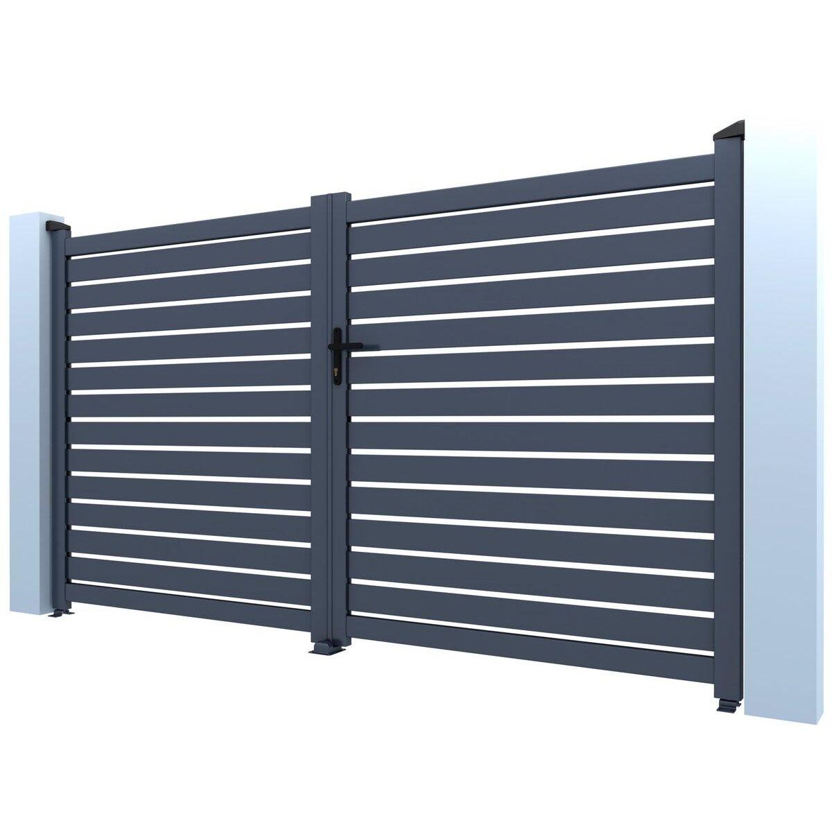 Habitat et Jardin Portail aluminium semi ajouré  Julien  - 340 x 180 cm  - Gris