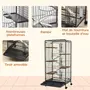 PAWHUT Cage pour petits animaux roulante 5 rampes 5 plateformes gamelle distributeur eau plateau amovible métal PP noir