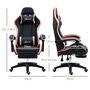 Voir la diapositive 3 : VINSETTO Chaise gaming - chaise de bureau gamer inclinable réglable repose-pieds rétractable coussins synthétique noir rose