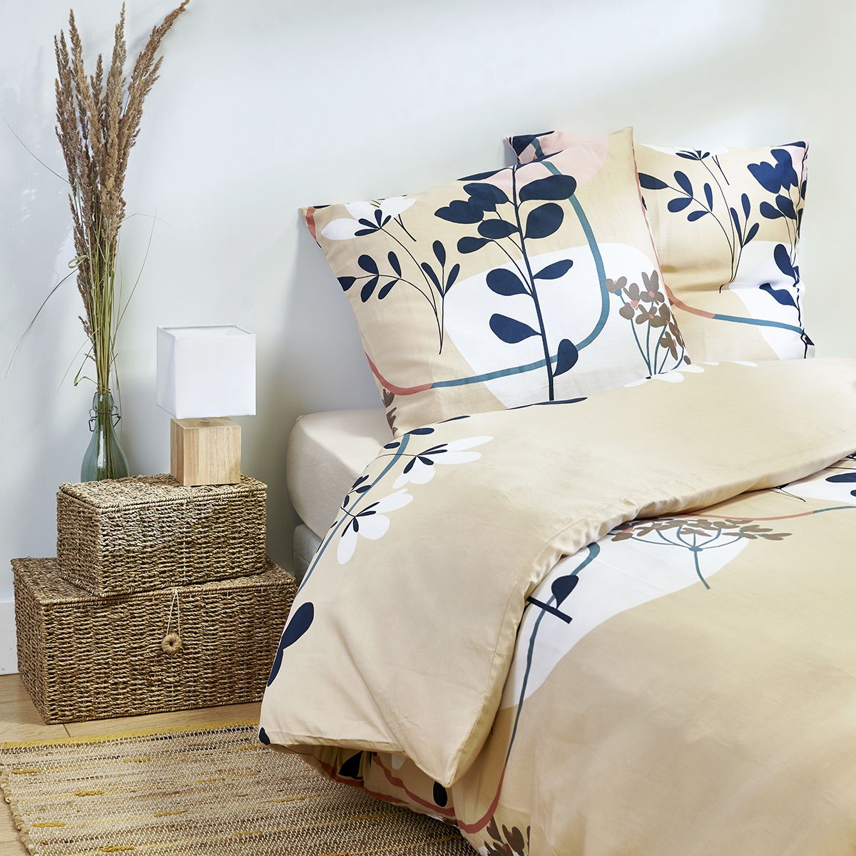 Parure de drap fantaisie en satin de coton 70 fils motif floral LIBERTA