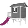 Voir la diapositive 2 : Axi House Maisonnette Lodge XL gris froid toboggan violet