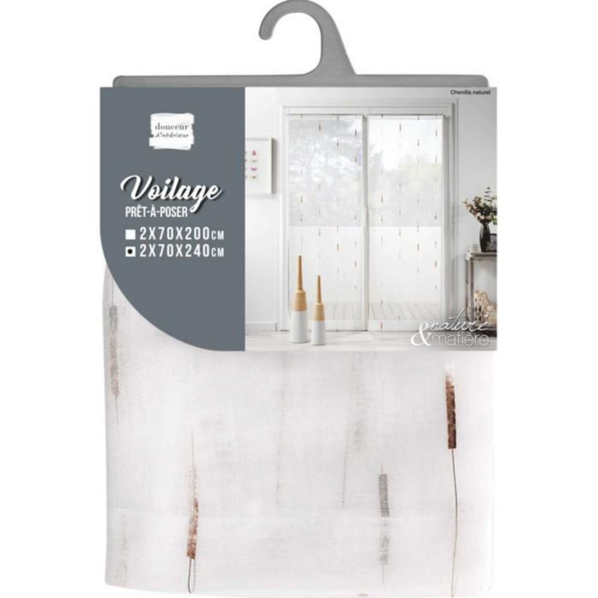 Paris Prix Paire de Voilages  Chenilla  70x240cm Naturel