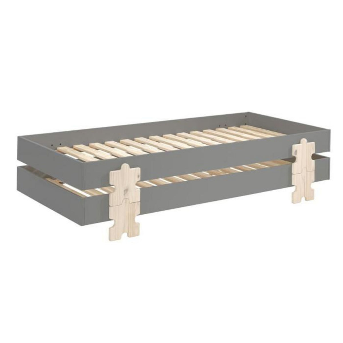 Paris Prix Lit Enfant en Bois  Modulo Puzzle II  90x200cm Gris