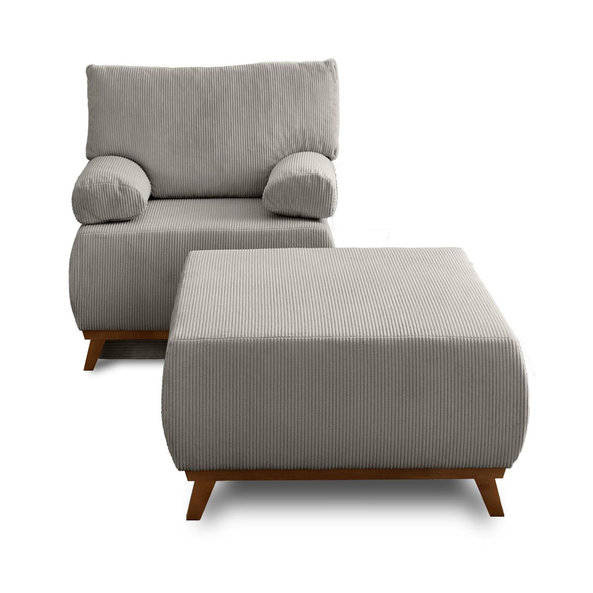 BEST MOBILIER Cristal - fauteuil - convertible avec coffre et grand pouf - en velours côtelé