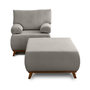 Voir la diapositive 1 : BEST MOBILIER Cristal - fauteuil - convertible avec coffre et grand pouf - en velours côtelé