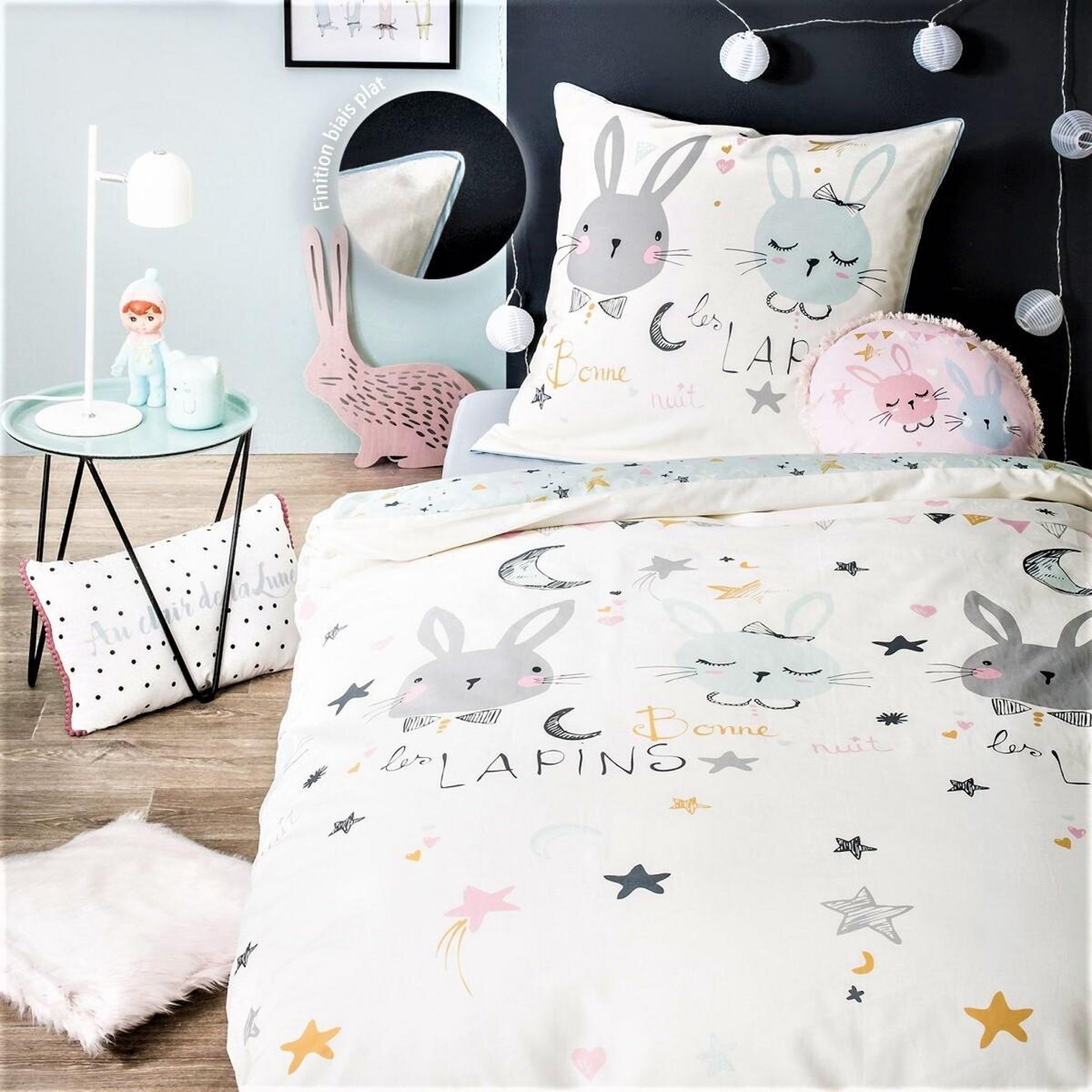 FUTURE HOME Coussin enfant imprimé en coton 35x35cm LAPIN