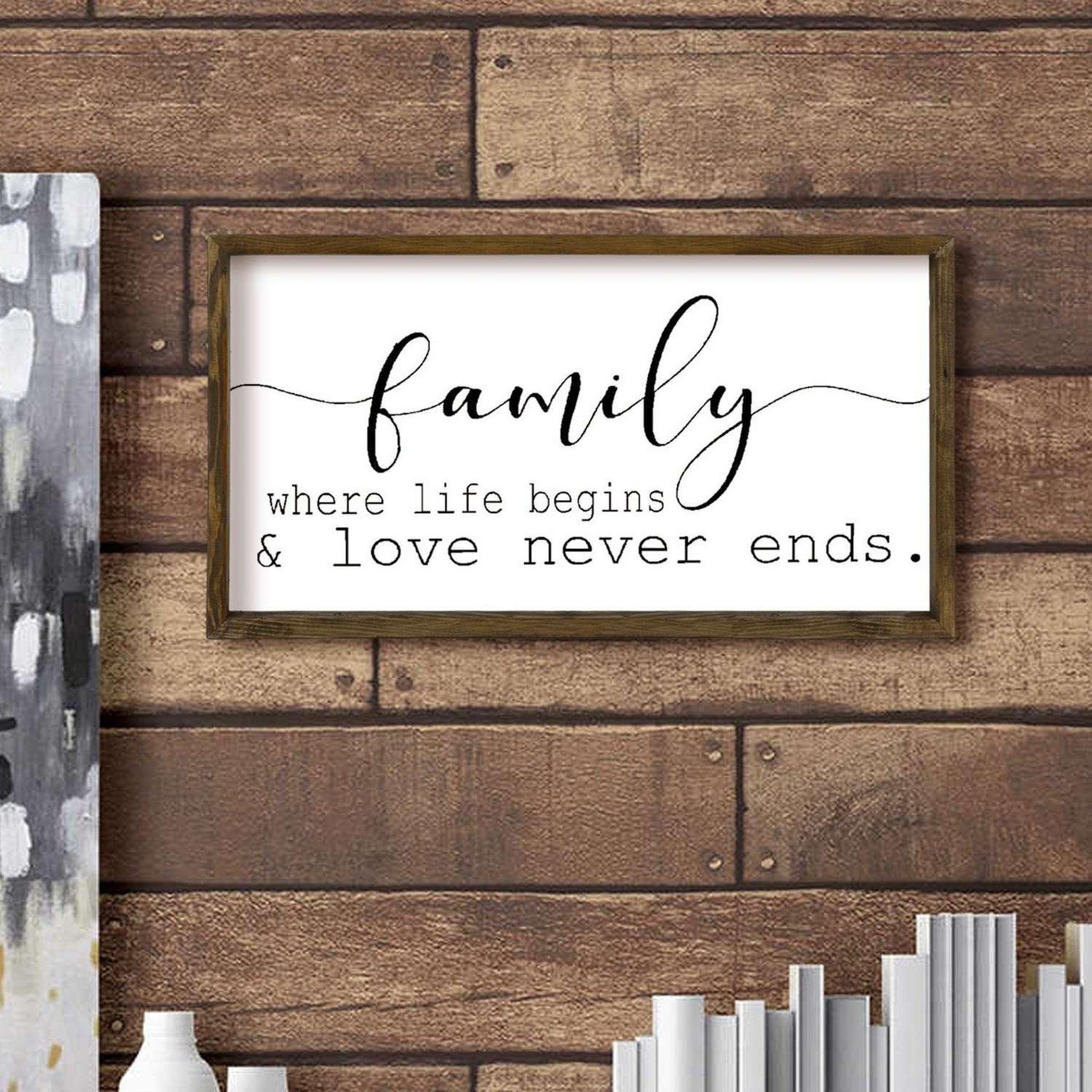 Voir la diapositive 4 : TOILINUX Tableau family en bois - 50 x25 cm - blanc et noir