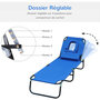 Voir la diapositive 4 : HOMCOM Transat de jardin chaise longue pliante bain de soleil pour lecture bleu