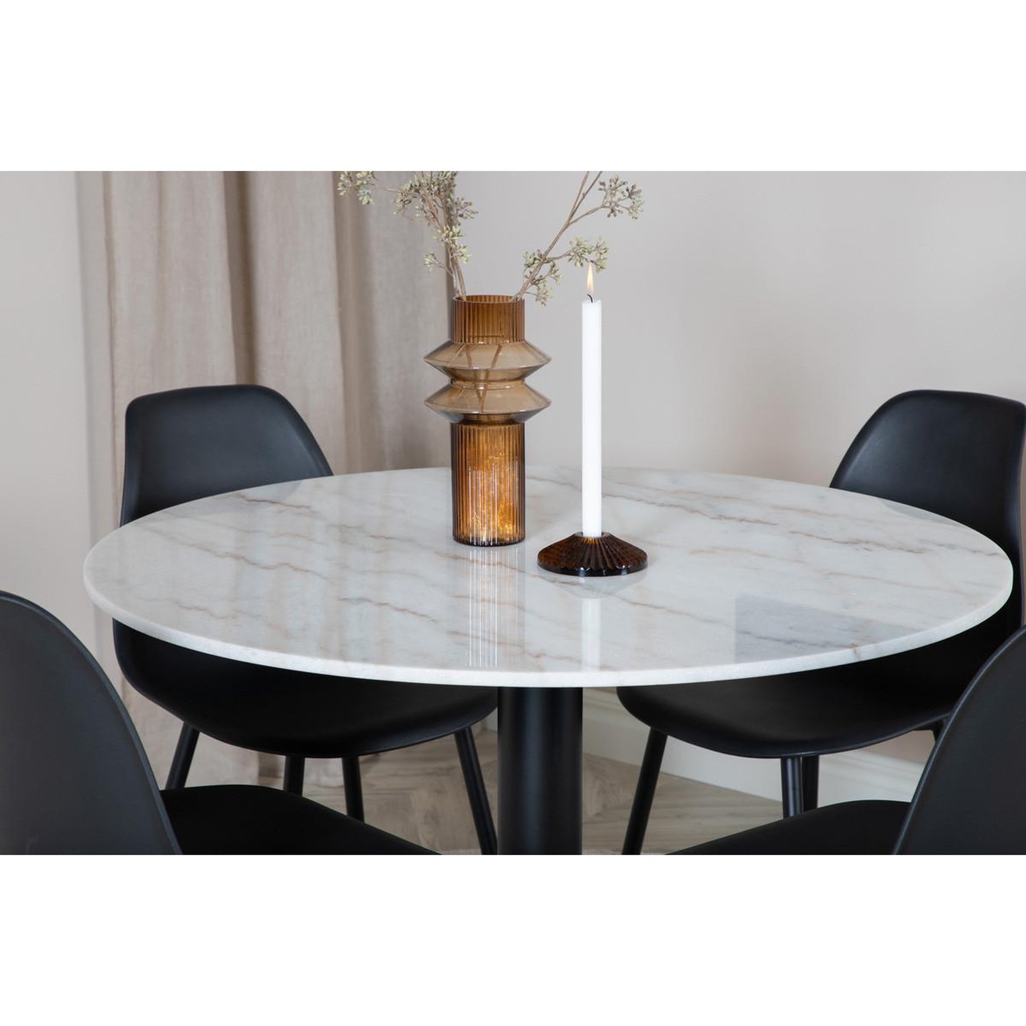 Voir la diapositive 3 : Paris Prix Table à manger en marbre  estelle  106cm blanc & noir
