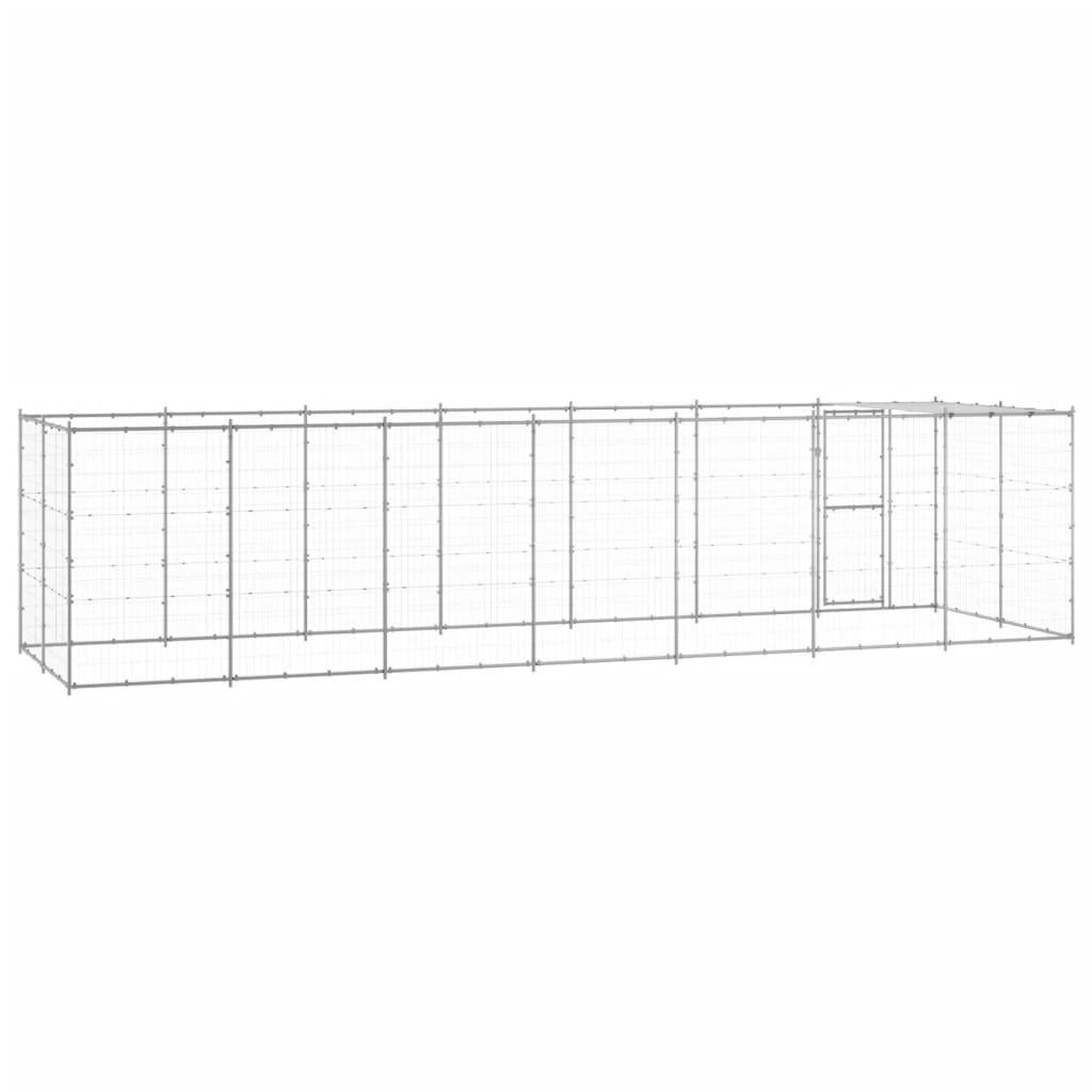 Voir la diapositive 4 : VIDAXL Chenil exterieur Acier galvanise avec toit 16,94 m²