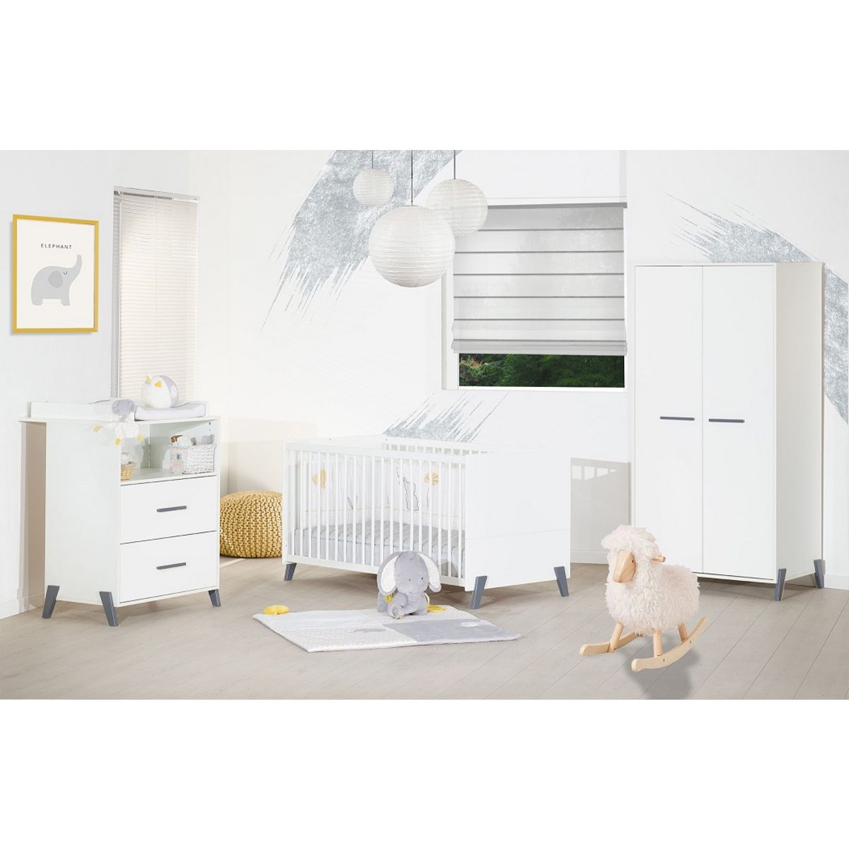 Chambre bébé complète évolutive JOY, coloris gris