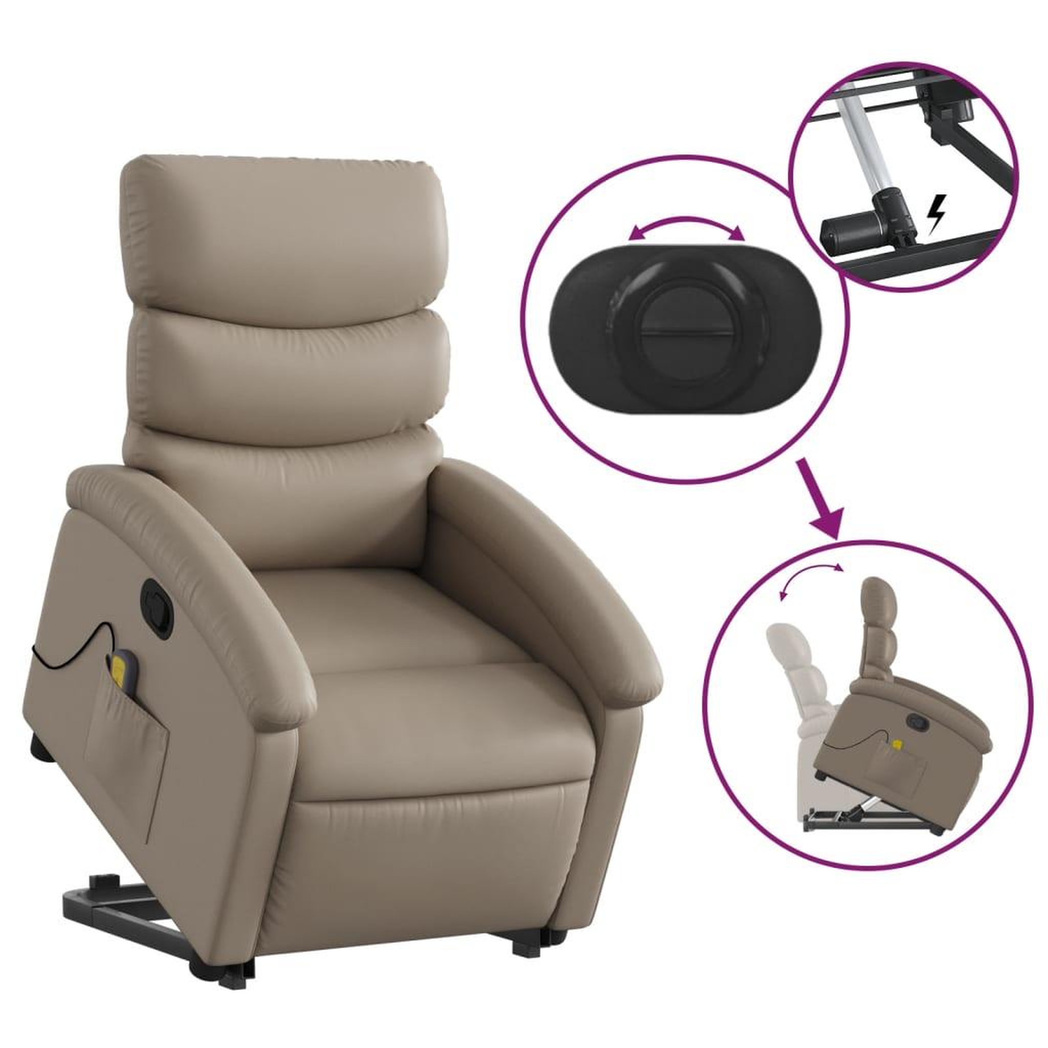 Voir la diapositive 5 : VIDAXL Fauteuil inclinable de massage Cappuccino Similicuir