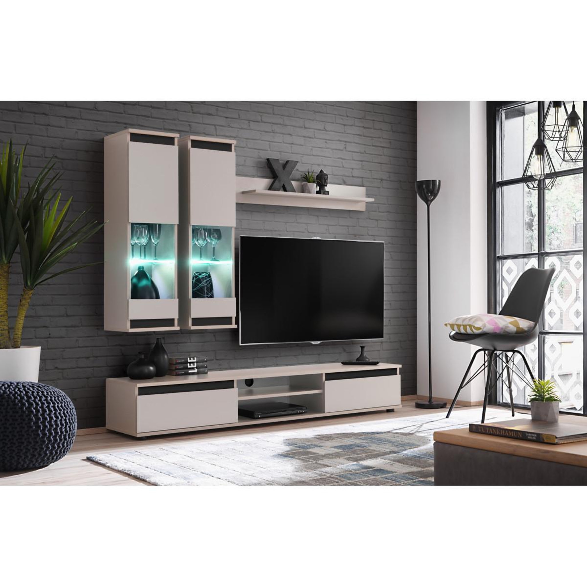 Voir la diapositive 2 : Paris Prix Ensemble meuble tv 4p  modo  175cm beige