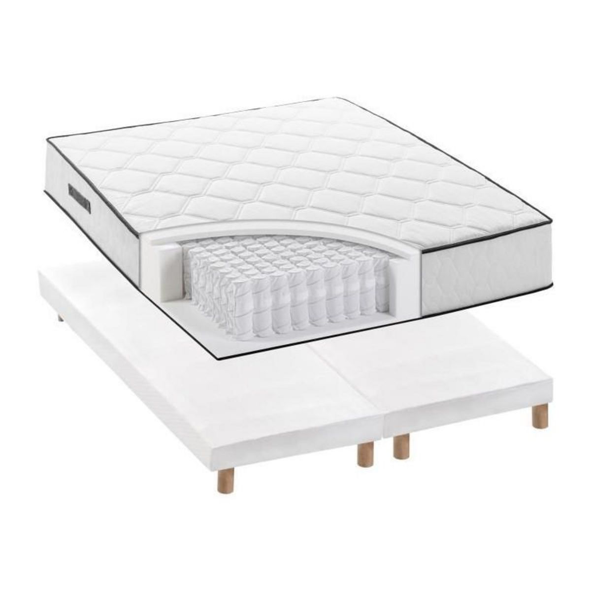 DEKO DREAM Ensemble matelas 180x200 cm + sommiers 2x90x200 cm - Ressorts ensachés - 7 zones de confort - 27 cm - Équilibré - DEKO DREAM