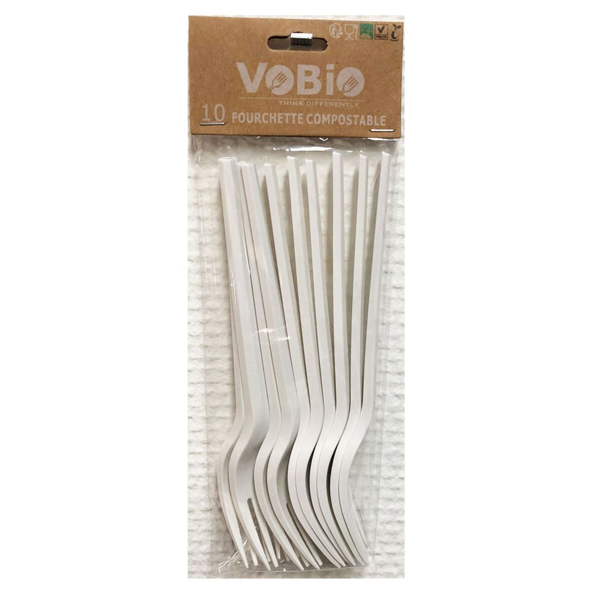 VOBIO Fourchettes compostables 100% amidon de mäis x10 10 pièces