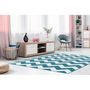 Voir la diapositive 2 : Paris Prix Tapis Géométrique à Poils Courts  Manolya  Turquoise