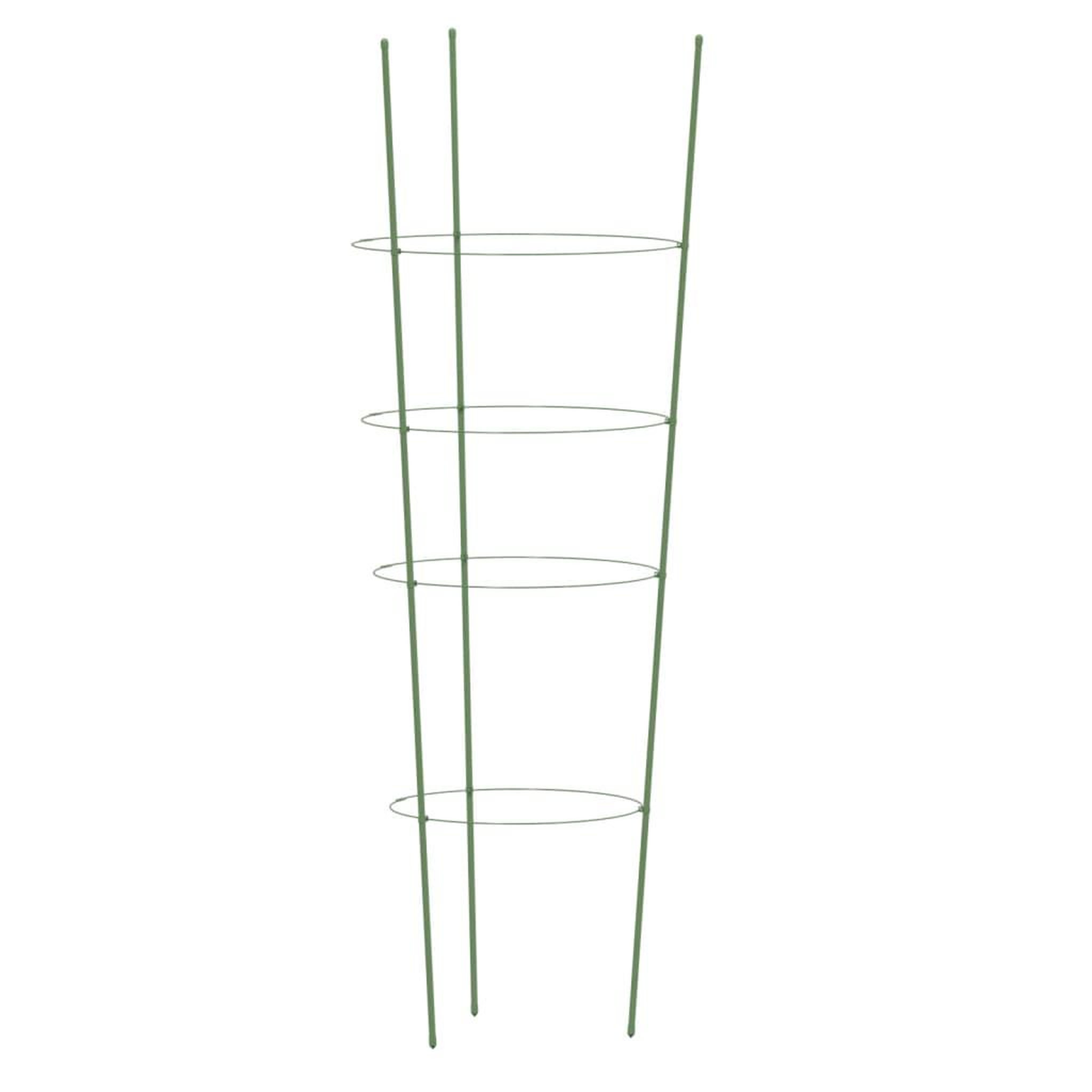 Voir la diapositive 4 : VIDAXL Supports pour plantes de jardin 4 anneaux 5pcs Vert 90 cm Acier