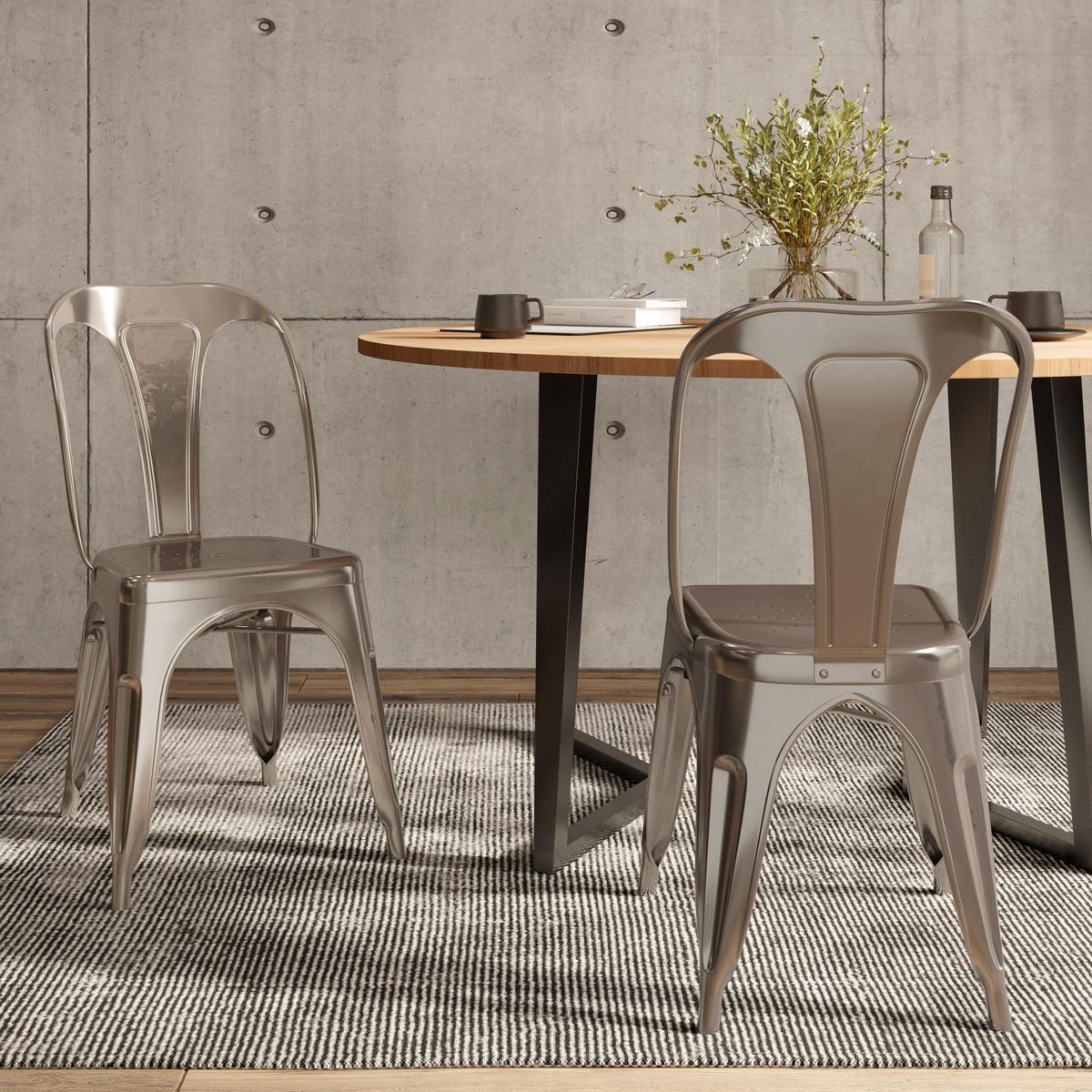 Rendez vous déco Lot de 2 chaises en métal chromé - Indus