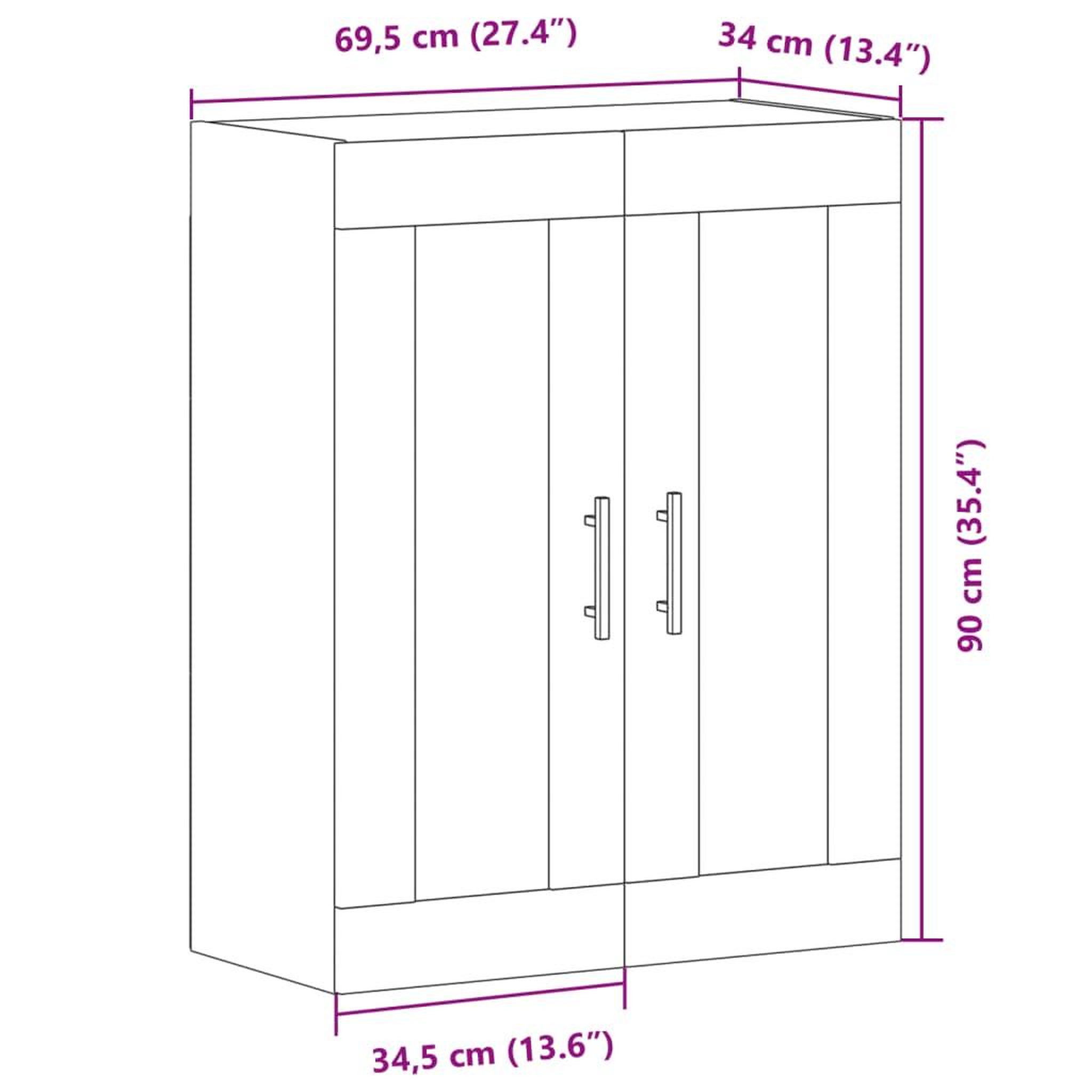 Voir la diapositive 6 : VIDAXL Armoire murale vieux bois 69,5x34x90 cm bois d'ingenierie