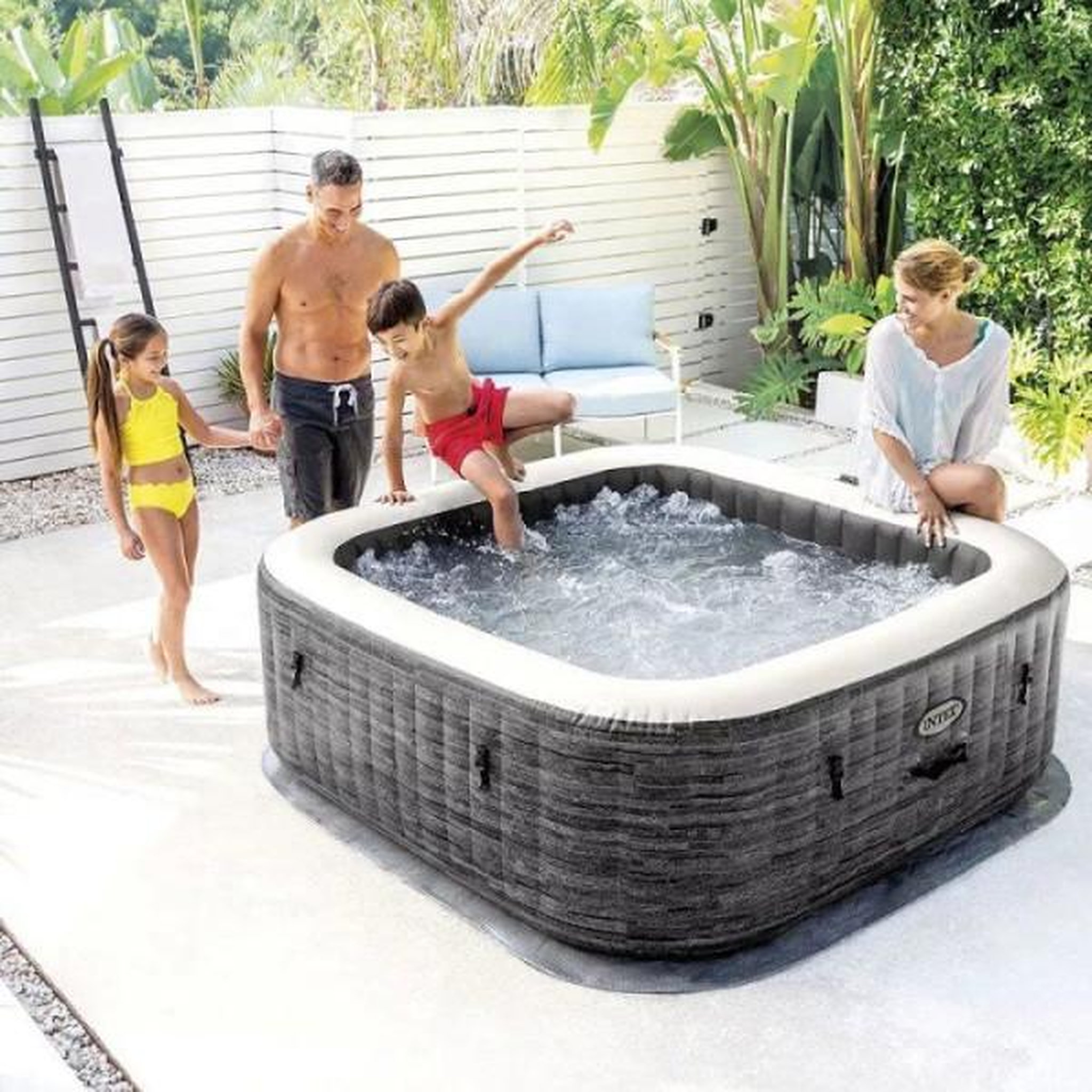 Voir la diapositive 3 : INTEX Spa gonflable INTEX - Ardoise - 175 x 175 x 71 cm - 4 places - Carré - 28450NP