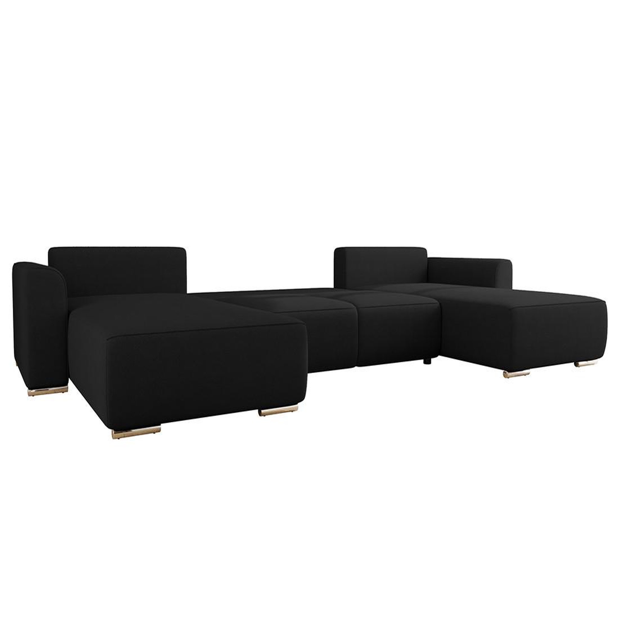 Voir la diapositive 4 : BEST MOBILIER Gabriel - canapé panoramique en u 7 places convertible avec coffre en tissu texturé
