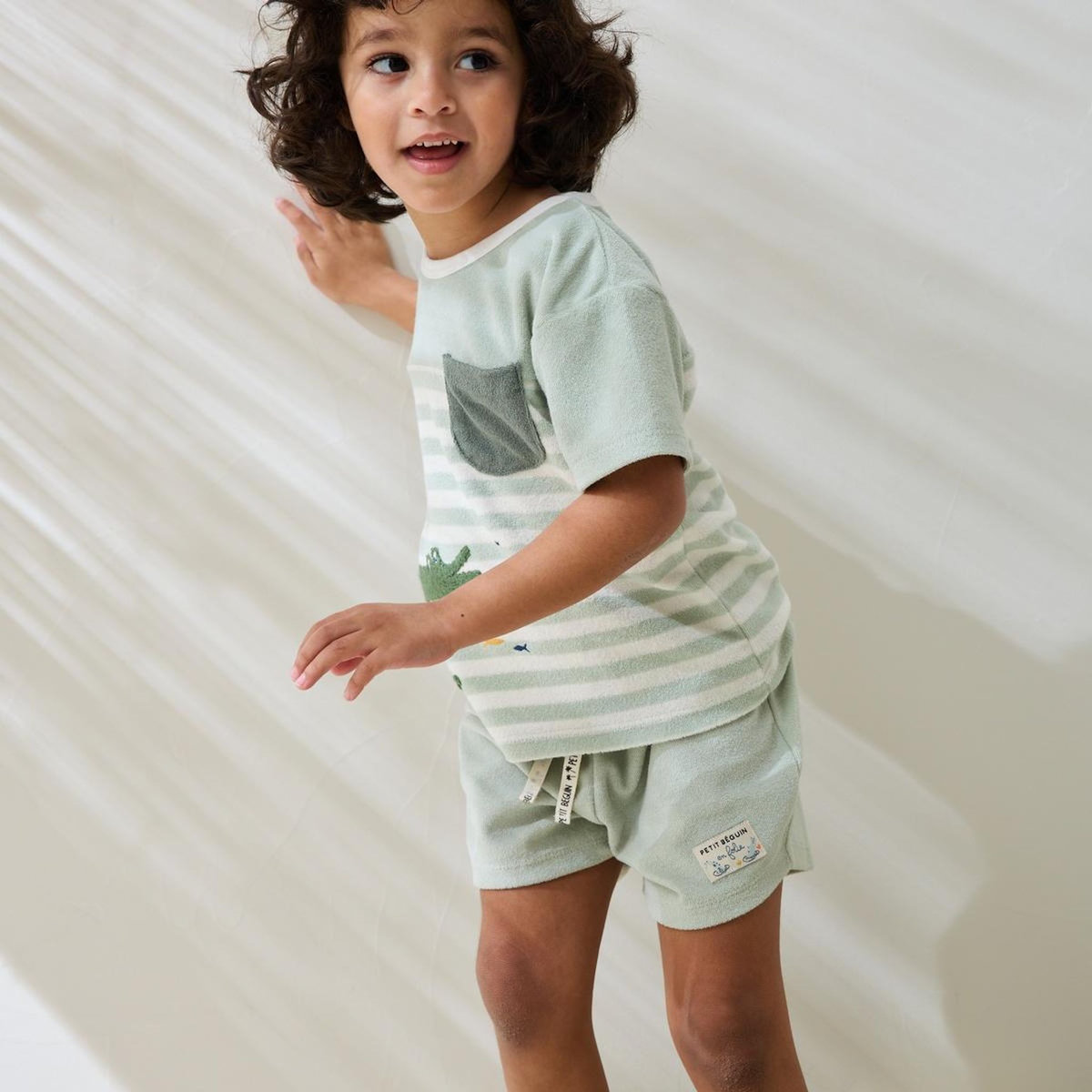 Petit Béguin T-shirt en éponge Crocro rigolo