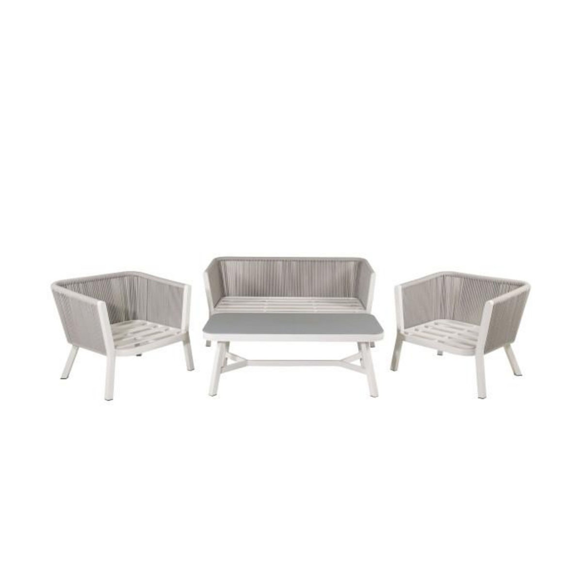 Paris Prix Salon de Jardin  Virya  150cm Blanc & Gris